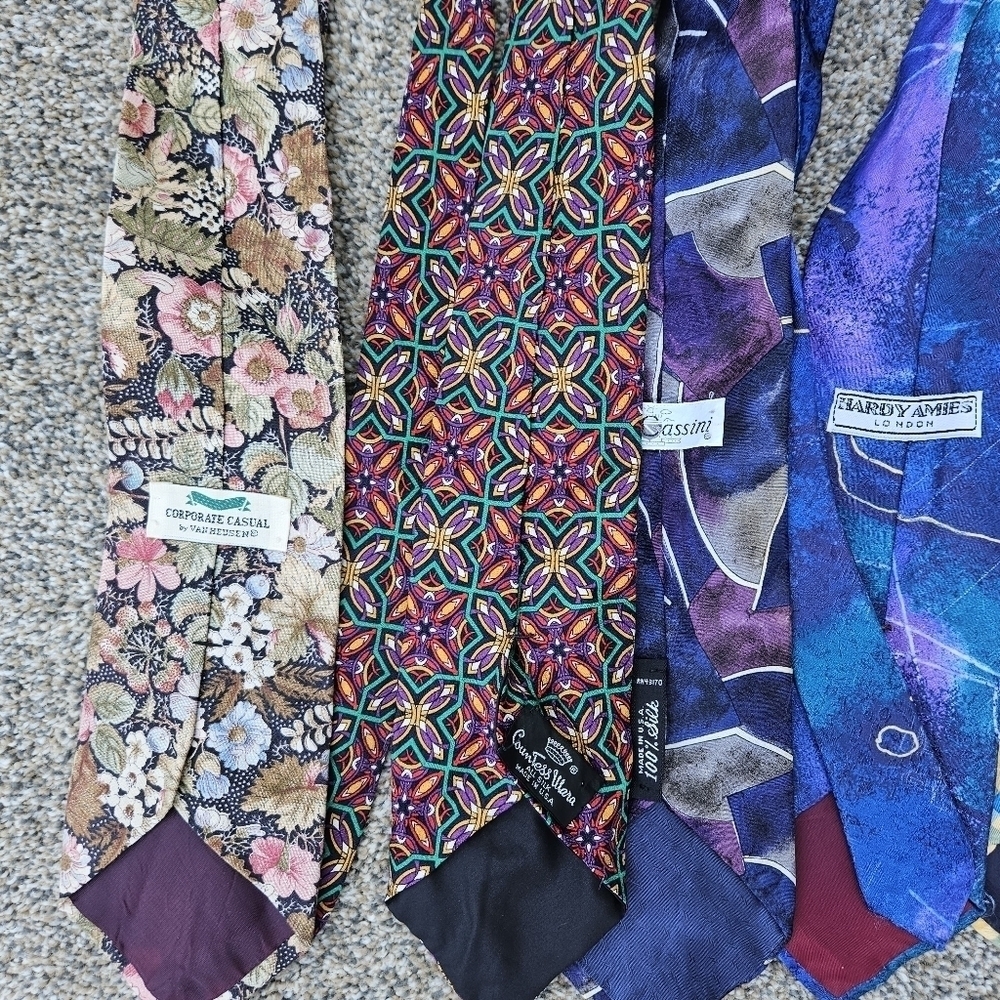 Tie Lot 12 Vintage Mens Neck Ties Colorful Business Variety - Picture 11 of 13